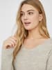 Vero Moda Strickpullover V-Ausschnitt Langarm Sweater VMCREWLEFILE in Beige