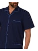 NORMANN shorty Pyjama kurzarm gewebt durchknöpfbarem Oberteil - 55093 in marine
