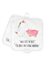 Mr. & Mrs. Panda Topflappen Set Einhorn Schwein mit Spruch in Weiß