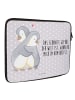 Mr. & Mrs. Panda Laptop Tasche Pinguine Kuscheln mit Spruch in Grau Pastell