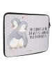 Mr. & Mrs. Panda Notebook Tasche Pinguine Kuscheln mit Spruch in Grau Pastell