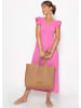 SASSYCLASSY Maxi Musselin Kleid mit Volants und Flügelärmel in Pink