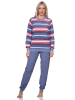 NORMANN Frottee Schlafanzug Bündchen Streifen - 81758 in blau