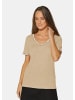 MADELEINE Trendiges Kurzarm-Shirt, V-Ausschnitt in natur / multicolor