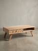 KADIMA DESIGN Couchtisch REWA 95x35x50cm Massivholz Sofatisch, Design
