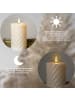 STAR Trading LED Blockkerze Flamme Swirl aus Wachs 2er-Set, 15cm, braun in Braun,Beige