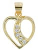 Adeliás Damen Anhänger – Herz Herzanhänger aus 925 Silber mit Zirkonia in gold
