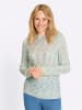 Sieh an! Rundhals-Pullover in pistazie-ecru-gemustert