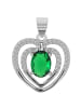 Adeliás Damen Anhänger Herz aus 925 Silber mit Zirkonia in grün