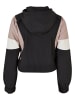 Urban Classics Urban Classics Damen Ladies Short 3-Tone Crinkle Jacket in black/duskrose/whitesand