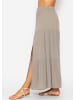 SASSYCLASSY Maxi Volantsrock in Crinkle-Optik in Taupe