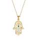 Elli Halskette 925 Sterling Silber Evil Eye, Hamsa Hand in Gold