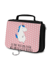 Mr. & Mrs. Panda Waschtasche Einhorn Mann mit Spruch in Rot Pastell