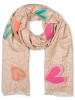 styleBREAKER Schal mit Leo und Herz Muster in Beige