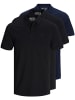 Jack & Jones 3er-Set Poloshirt in Black/Black/Navy