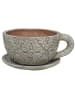AltoBelli Blumentopf FIORENZA Zement Antik Grau Patina Deko Tasse mit Untertasse 21x17 cm