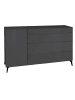 58 aufm Kessel KOMMODE Elfi 169x42x104 Hochglanz Anthrazit/Glas Anthrazit