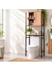relaxdays Waschmaschinenschrank in Schwarz/ Natur - (B)64 x (H)170 x (T)27 cm