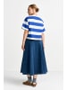 Rich & Royal Boxy Striped Shirt Croissant in Royal Blue