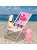 Mr. & Mrs. Panda Gartenliege Flamingo Stolz mit Spruch in Aquarell Pink