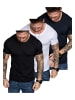 Amaci&Sons 3er-Pack T-Shirts 3. LANCASTER in (Navyblau + Weiß + Schwarz)