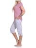 NORMANN Kurzarm Schlafanzug Caprihose Oberteil gestreift Hose floral - 78886 in rot