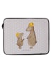 Mr. & Mrs. Panda Laptop Bag Bären mit Hut ohne Spruch in Grau Pastell