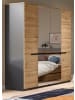 Inn.Furn Kleiderschrank Eiche Artisan, grau 4-türig 180 cm, Drehtürenschrank