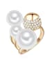 Lulu & Jane Perlen-Ring Messing Glas Muschelkernperle in gelbgold