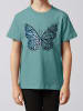 wat? Apparel T-Shirt Crystal Butterfly in Teal Monstera