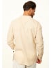 behype Langarmhemd - aus Leinen im Regular-Fit mit Stehkragen in Beige