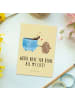 Mr. & Mrs. Panda Postkarte Kaffee Bohne mit Spruch in Gelb Pastell