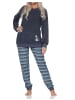 NORMANN Frottee Schlafanzug langarm Bündchen Tiermotiv in blau-mel.