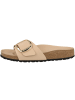 Birkenstock Pantolette Madrid Big Buckle Naturleder Lack schmal XT in beige