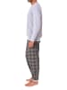 NORMANN langarm Schlafanzug Pyjama Bündchen und karierter Jersey Hose - 83195 in grau