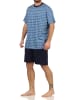 NORMANN Pyjama Shorty kurzarm Schlafanzug Karo - 71945 in hellblau