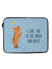 Mr. & Mrs. Panda Laptop Tasche Verliebter Bär mit Spruch in Blau Pastell
