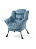 ABRIHOME Loungesessel in Blau mit Seitentasche Metallrahmen für Wohnzimmer