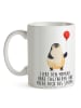 Mr. & Mrs. Panda Kaffeebecher Pinguin Luftballon mit Spruch in Weiß