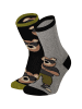 Yuhu Jungen Stoppersocken 2 Paar rutschfest Bär Motiv in Grau