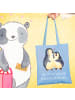 Mr. & Mrs. Panda Strandtasche Pinguin umarmen mit Spruch in Sky Blue