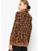 SASSYCLASSY Jacquard Cardigan mit Leo-Muster in Schwarz
