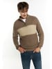 MO Herren Grobstrickpullover in Oliv Mehrfarbig