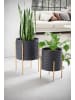 FineBuy Vase in Schwarz / Metall / 30x30x44
