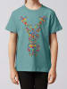wat? Apparel T-Shirt Floral Deer in Teal Monstera