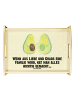 Mr. & Mrs. Panda Holztablett Avocado Pärchen mit Spruch in Gelb Pastell