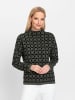 Heine Jacquard-Pullover in khaki-schwarz-gemustert