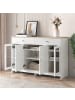 ABRIHOME Sideboard in Weiß mit Holzoptik und Glastür 120x37 cm im Landhausstil
