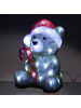 MARELIDA LED Bär mit Zuckerstange und Zipfelmütze Acrylfigur H: 24cm in braun