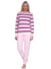 NORMANN Kuschel Frottee Schlafanzug Bündchen Streifen - 75928 in rosa